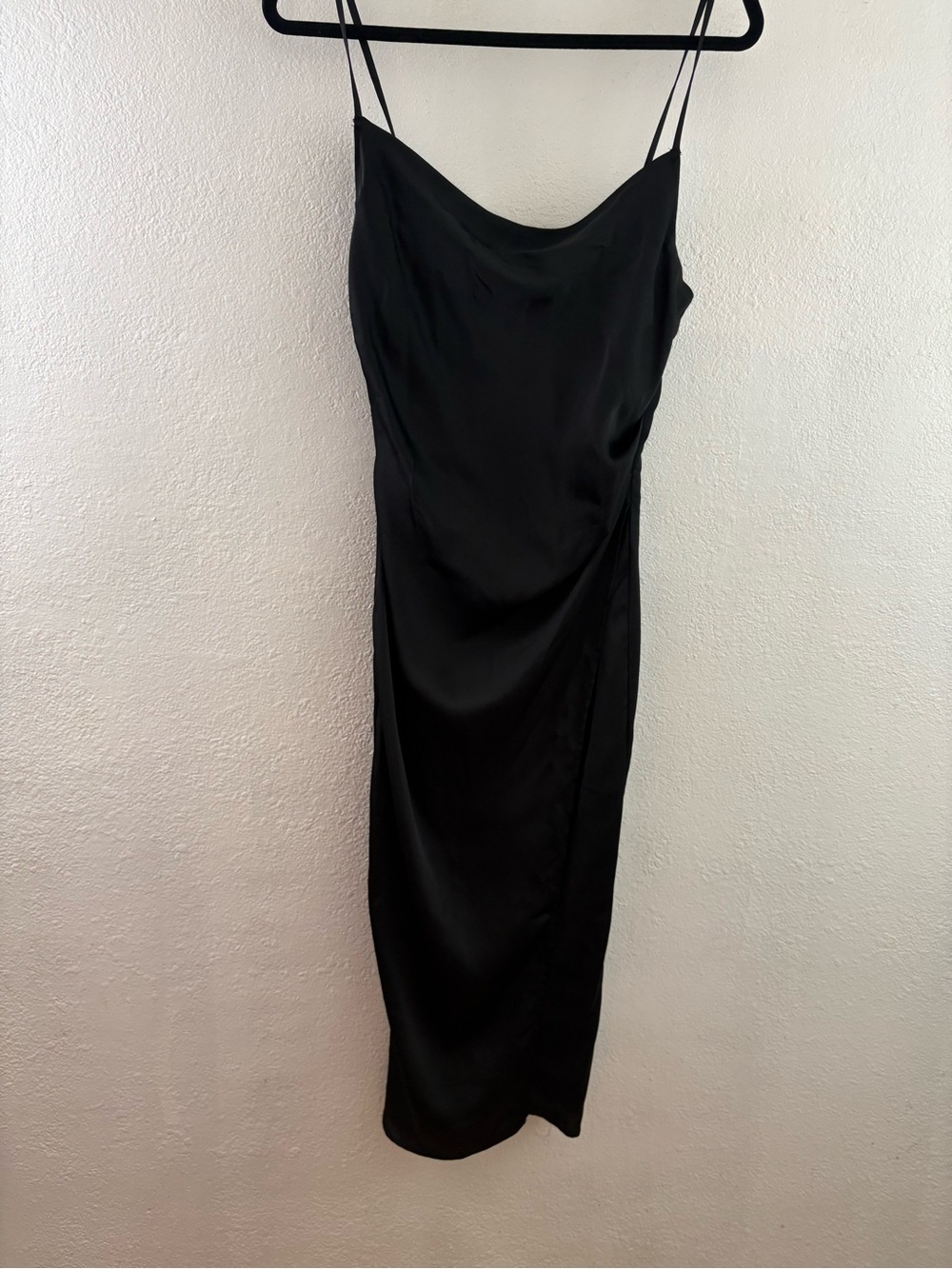 Re:named Maddy black slip draped cowl neckline spaghetti straps size S